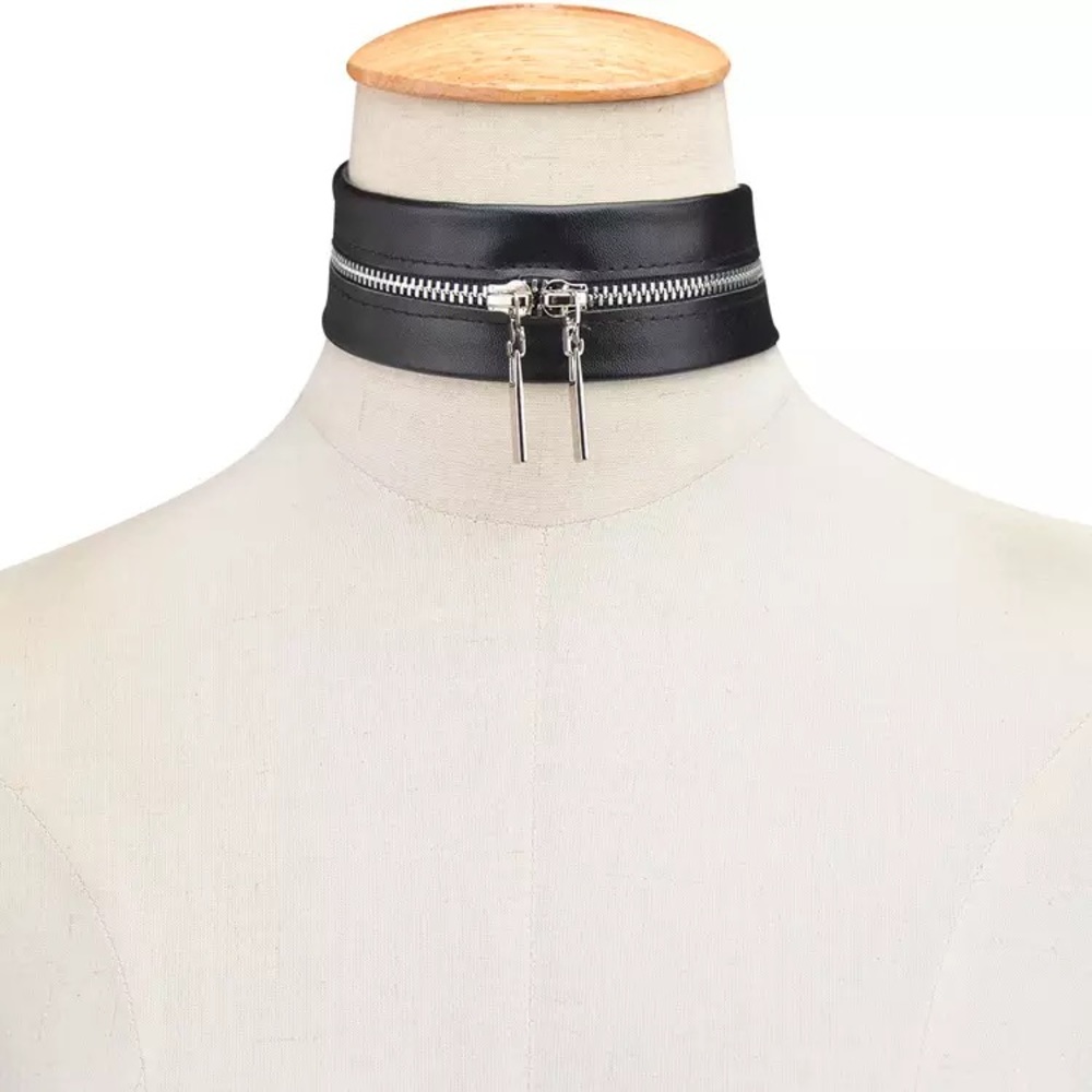 New! Black Punk Zipper Choker - Picture 5 of 8